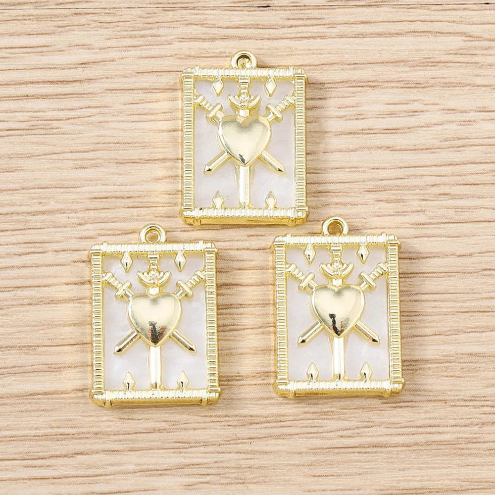 Tusember 5 Stück katholische Anhänger mit Schreckenherz, Tarot „Drei der Schwerter“ Charms für DIY Halskette, Armband, Ohrringe, Schmuckherstellung – Detail 4