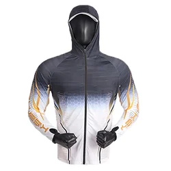 Fishing Shirts Outdoor Quick Drying Fishing Jersey Men UV Clothing Hooded Anti-UV Full zip hiking summer fishing jacket