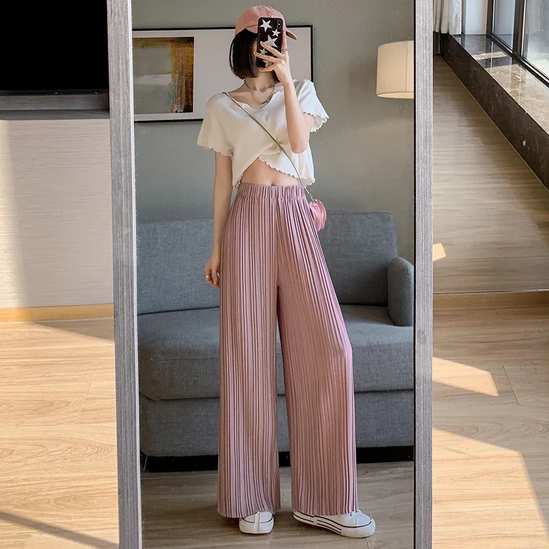 Fashion Woman Pants Cool Casual Culottes Women Clothing Female Pleated Wide Leg Pant Girls Sexy Trouser Skirt OL Bottoms Pants B