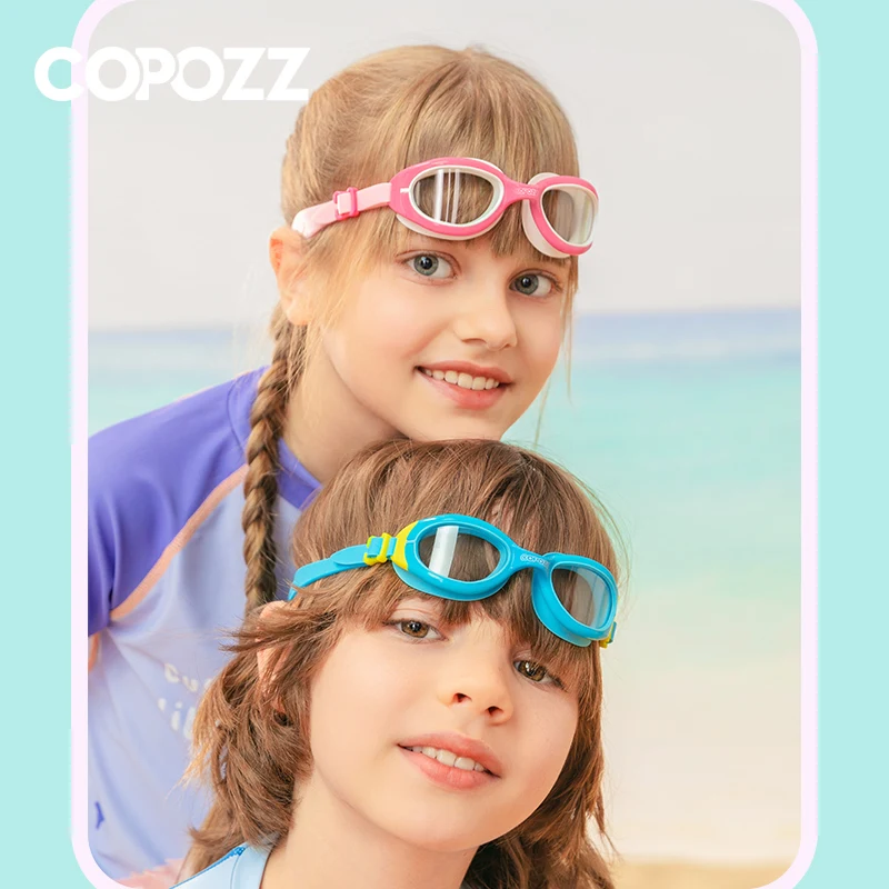 COPOZZ Gafas de natación coloridas para niños, gafas de natación profesionales para niños, gafas de agua con protección UV antiniebla para niño y