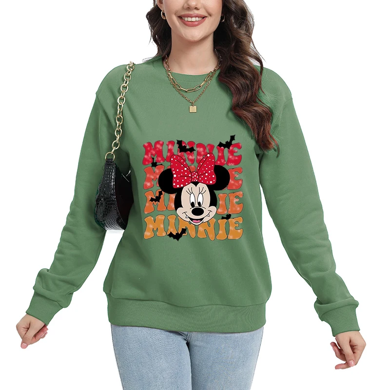 

Large Size Cartoon Woman Clothing Cute Stitch Print Long Sleeve Y2k Autumn Pullover Women Cotton Tops Clothes Halloween Pumpkin