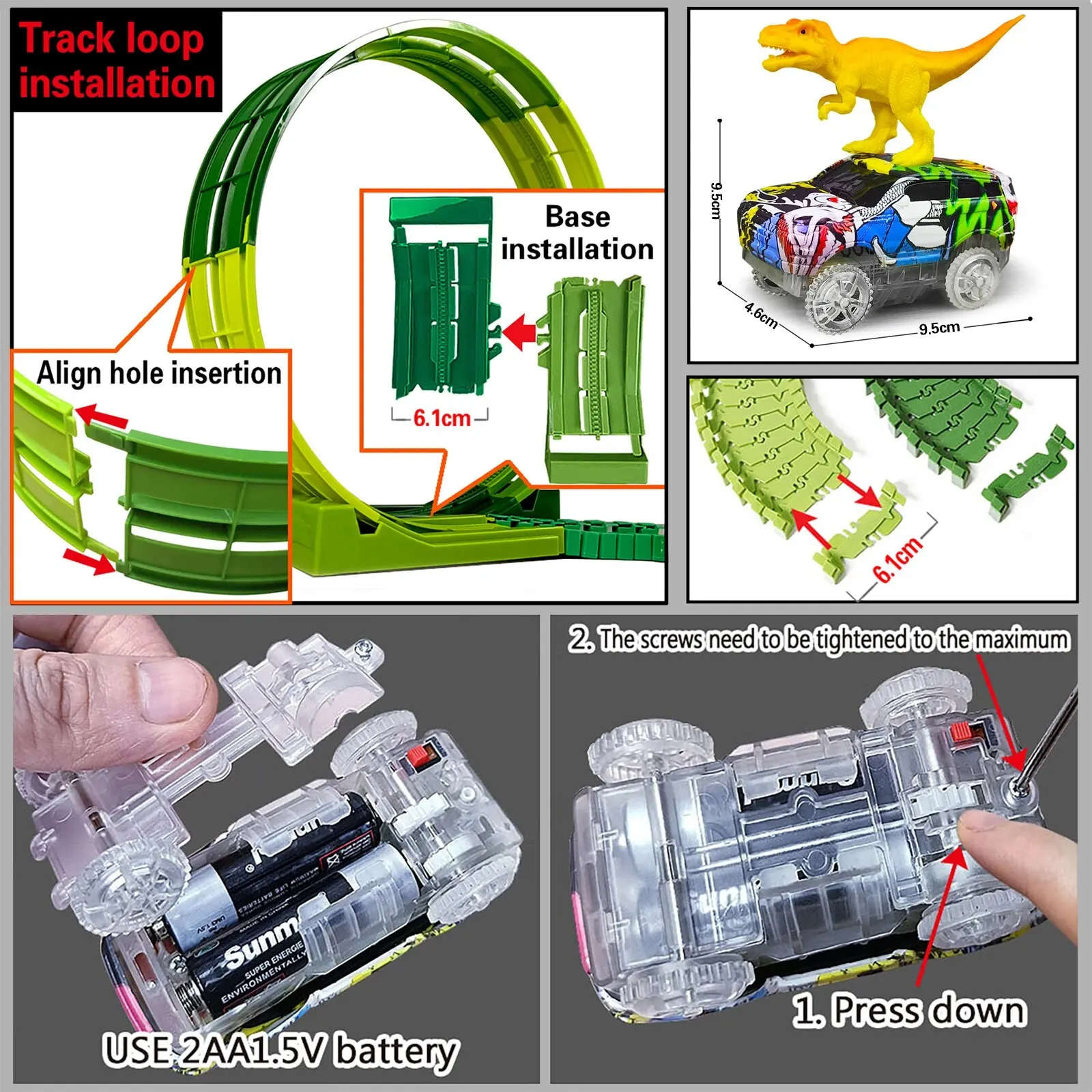 Magic Climbing Electric Dinosaur Car Track Railway Toy Car Set Bend Flexible Race Track Flash Light Car High Quality Toy For Kid