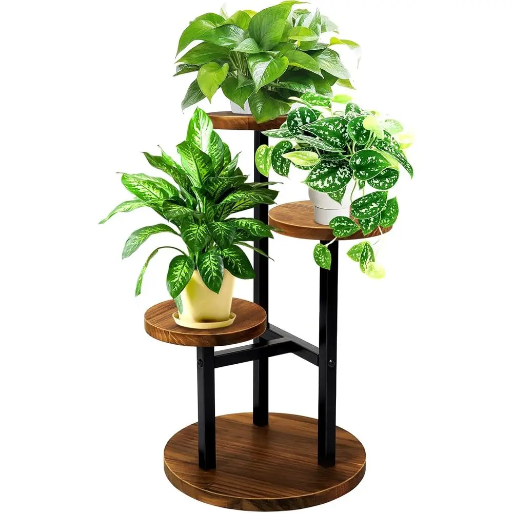 

3 Tier Plant Stand Indoor, Metal Wood Plant Stands or Indoor Plants Multiple, Tiered lower Plants Shel Stand or Living Room Bedr