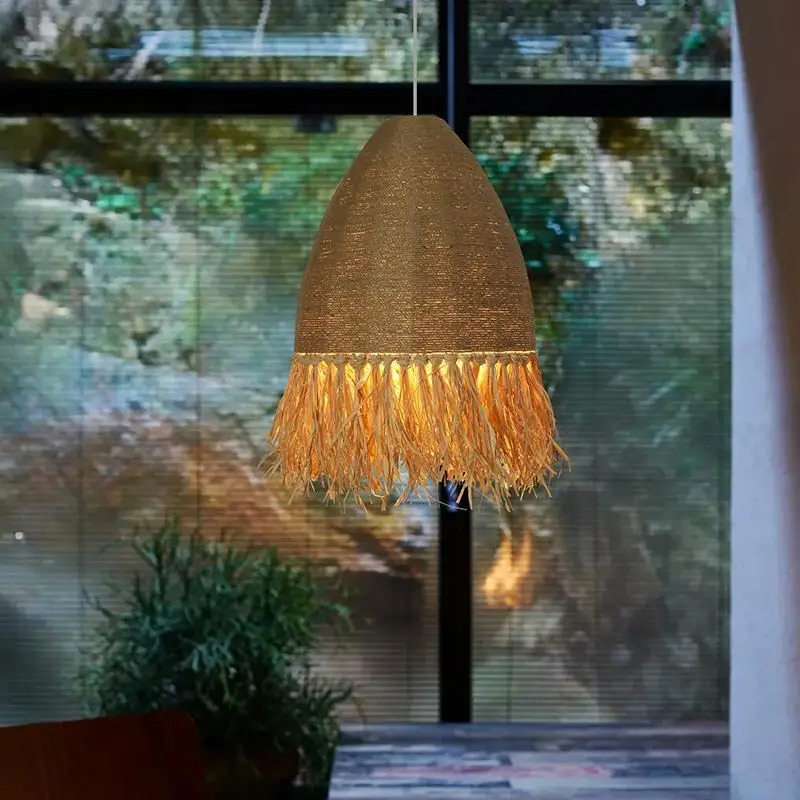 Retro Wabi Sabi Pendant Light Handmade Rattan Pendant lamp for living room homestay bedroom Japanese Pendant Lamp