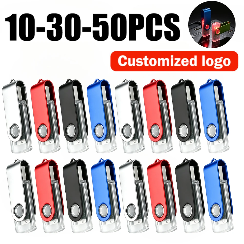 10/30/50Pcs USB2.0 Flash Drive Pendrive 1GB 2GB 4GB Pen Drive 8GB 16GB Memory Stick 32GB USB Stick 64GB 128MB Gift Free Custom