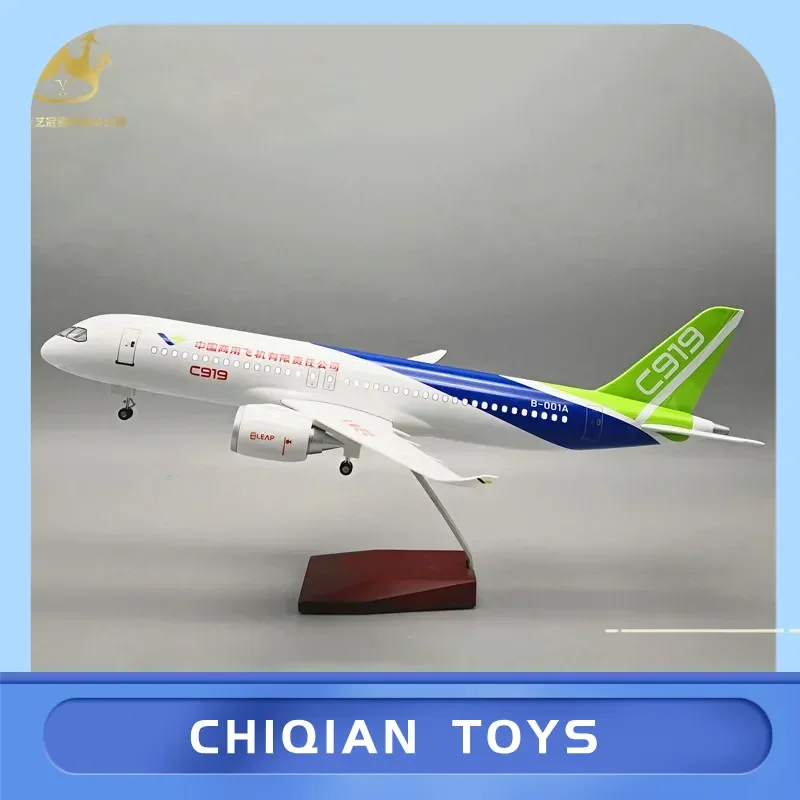 COMAC C919 1:82 مقياس طائرة الطيران المدني نموذج 47 سنتيمتر مع التحكم الصوتي وعجلات معدات الهبوط محاكاة اللعب مركبة