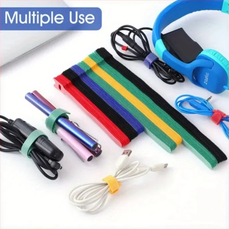 30/60/100pcs Heavy-Duty Hook & Loop Cable Ties - Adjustable Reusable Nylon Cable Organizers, 11cm Multi-Purpose Cable Management
