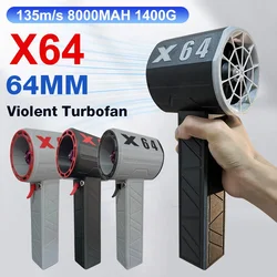 X64 Handheld Turbo Jet Fan 8000mAh Car Violent Turbo Fan 64mm Brushless Motor 1400g Thrust Electric Strong Dust Blower