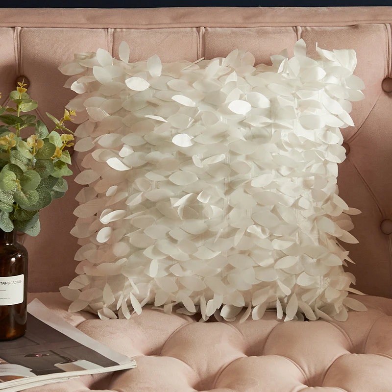 

Beige 3D Creative Leaf Cushion Cover for Indoor Sofa Living Room Decoration Fashion Pillow Cover Home Decor Funda Cojin 45x45