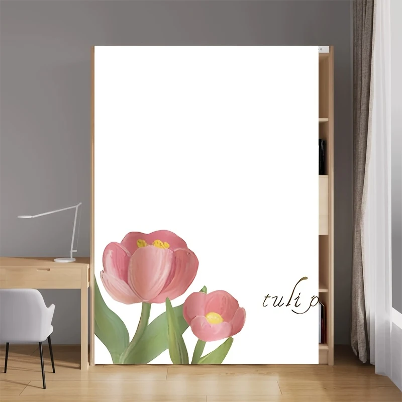 Elegant Tulip Flower Cabinet Shade Curtain Wardrobe Dust Curtain Miscellaneous Cabinet Door Decoration Partition Curtain