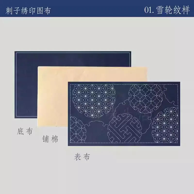 

Ткань для сашико с принтованным узором - льняно-хлопковый материал для подставок под чашки и ковриков для чая, готовые вышитые схемы