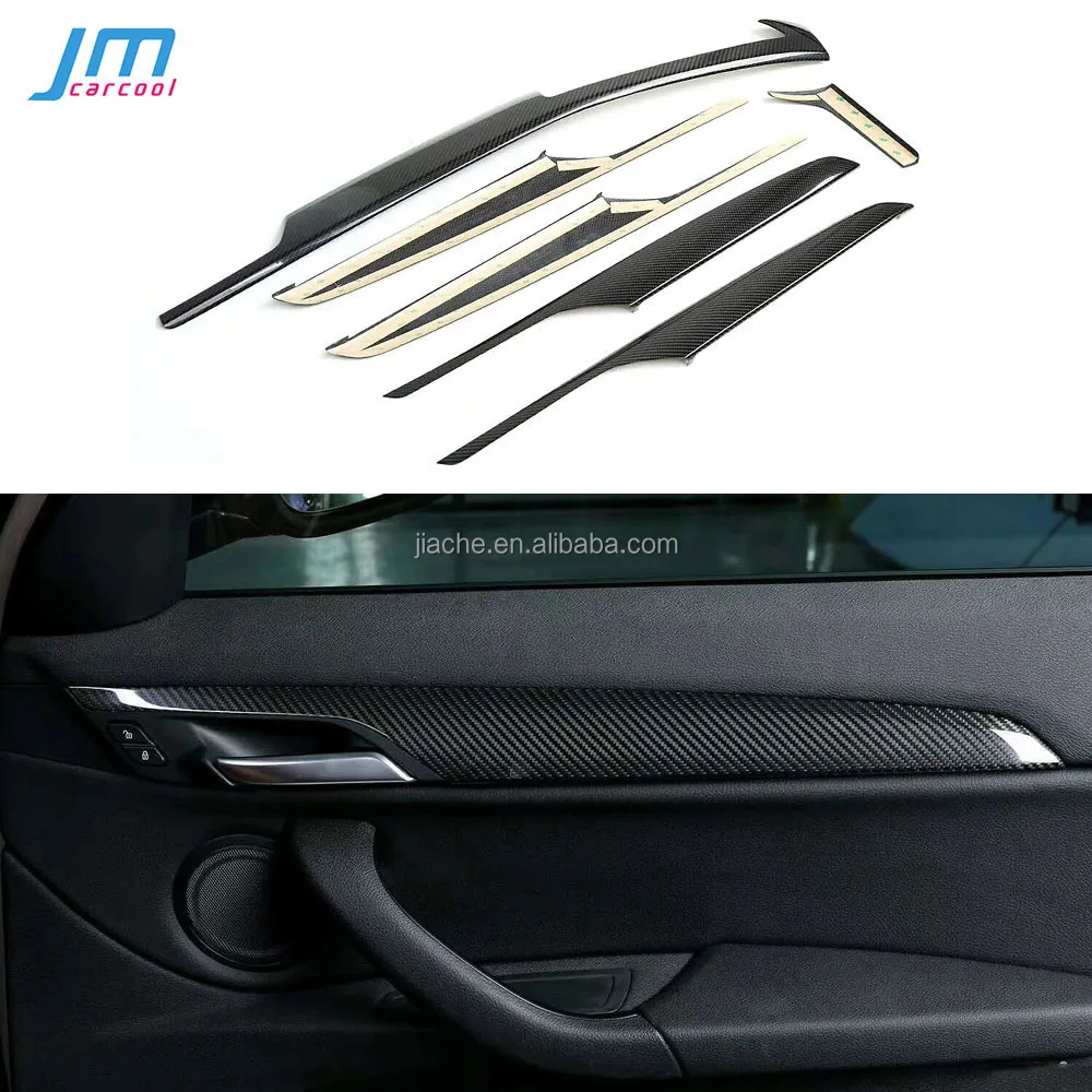 

6 PCS Dry Carbon Fiber Car Center Console Panel Trim Door trim Interior Cover For BMW X1 2016 2017 2018 2019 LHD Car accessories