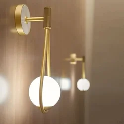 Modern Wall Lamps Led Glass Ball Golden Lighting Living Bedroom Bedside Bathroom Decoration Nordic Iron Minimalist Lights Sconce