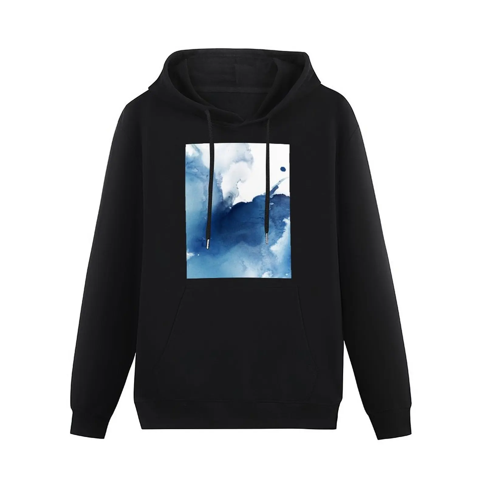 Indigo Blue Sea, Abstract Ink Painting Pullover Hoodie korean clothes aesthetic clothing new hoodies and sweatshirts