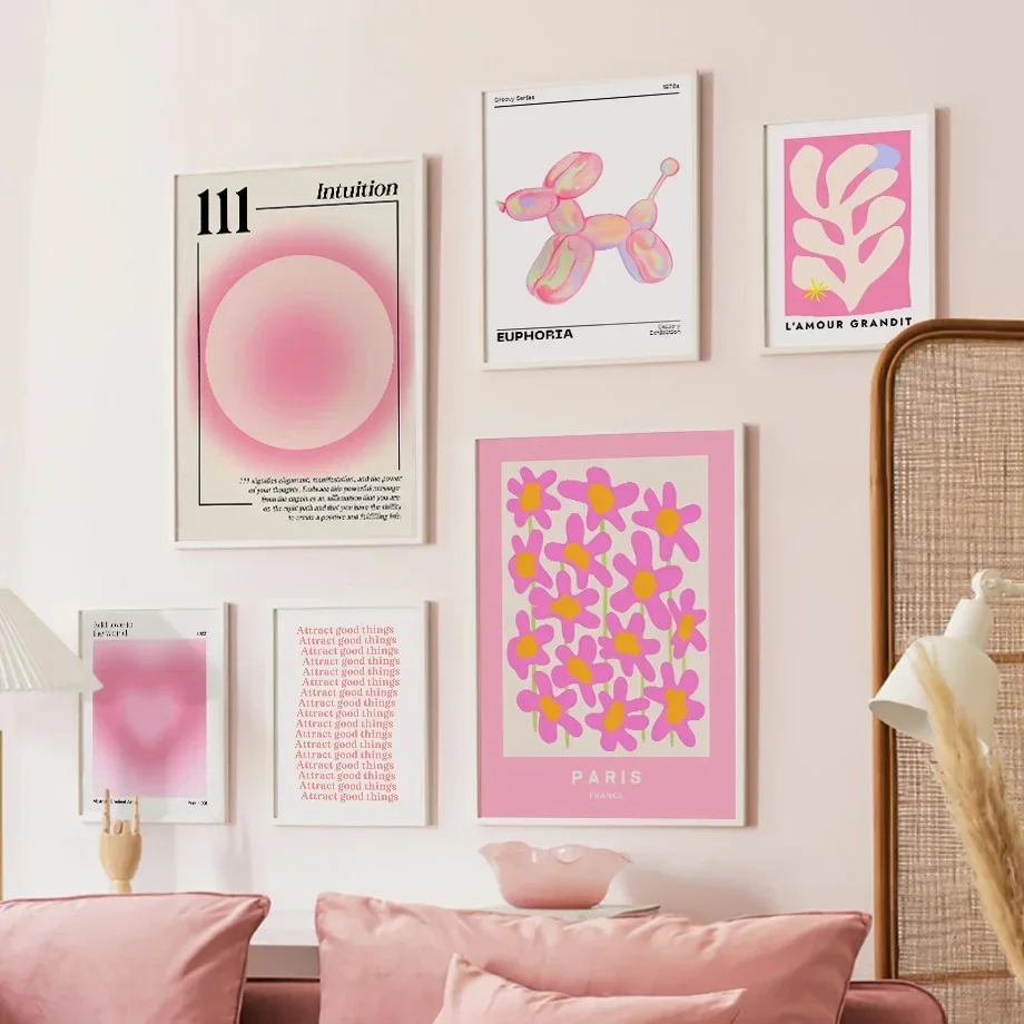 Póster e impresiones de números de Ángel rosa, galería de exposiciones de flores, cuadro sobre lienzo para pared, imágenes para decoración para sala de estar