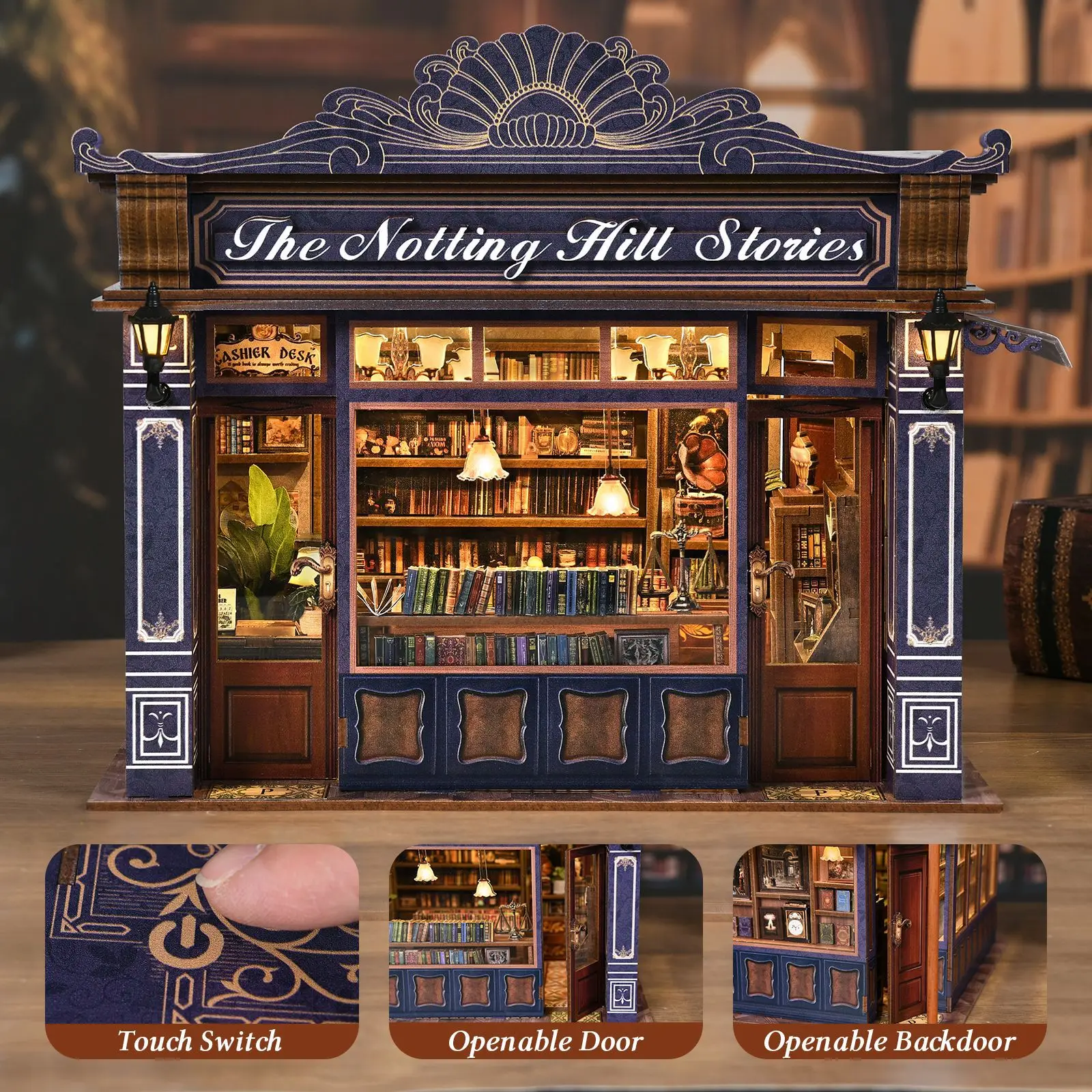The Notting Hill – Miniature de librairie à monter soi-même, modèle de support de livre de Puzzle 3D, jouet cadeau créatif de Micro scène assemblé à la main