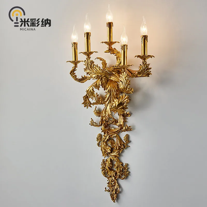 

Настенный светильник с 5 свечами, французский европейский роскошный ретро-дворец, вилла, отель, лестница, гостиная, атмосферные лампы