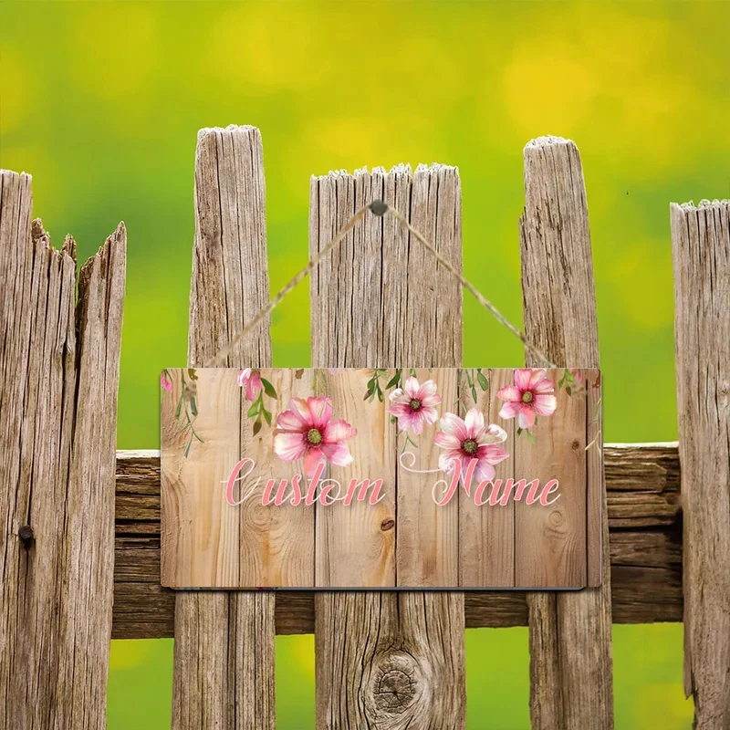 Custom Name Door Sign, Personalized Wooden Plaque for Garden & Bedroom Decor view 3