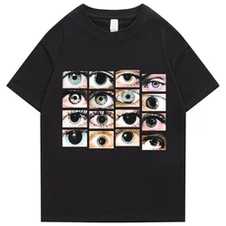 2022 Men Hip Hop Streetwear T Shirt Eyes Printed Harajuku T-Shirt Cotton Casual Tshirt Summer Short Sleeve Tops Tees Black