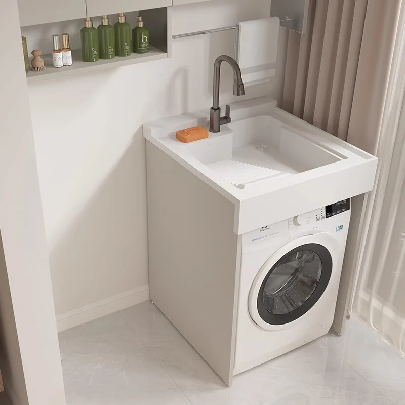 aluminum washing machine cabinet integrated basin small apartment machine upper basin balcony washboard pool slot bathroom