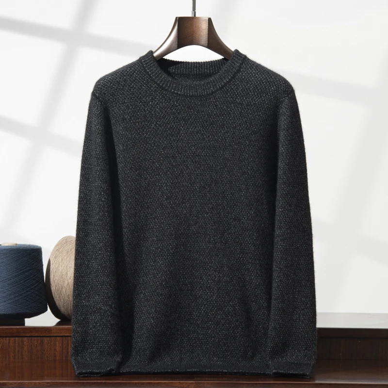 Maglione di puro Cashmere addensato invernale di alta qualità per uomo nuovo maglione girocollo da uomo a maniche lunghe lavorato a maglia Casual