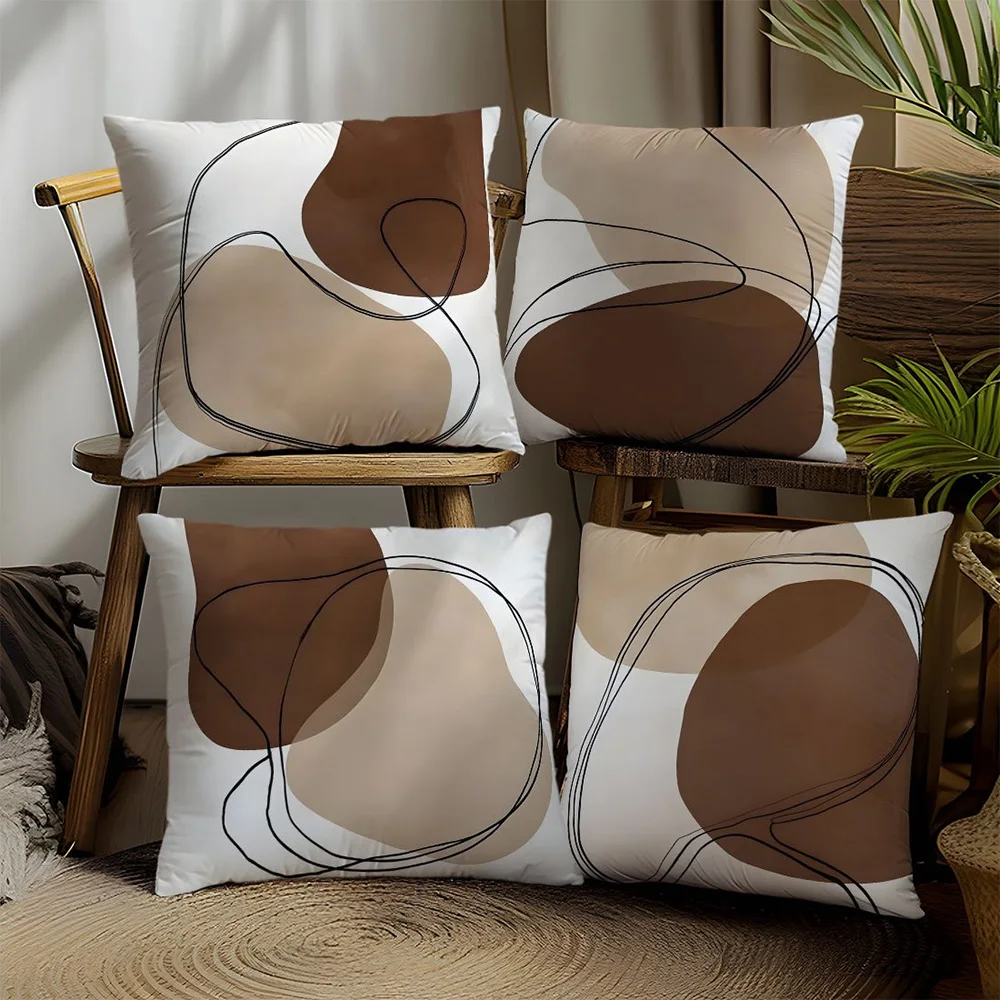 1PC 2D Flat Neutral Boho Abstract Line Art Throw Pillow Covers Minimalist Modern Home Decor Cushion Cases for Sofa Bedroom