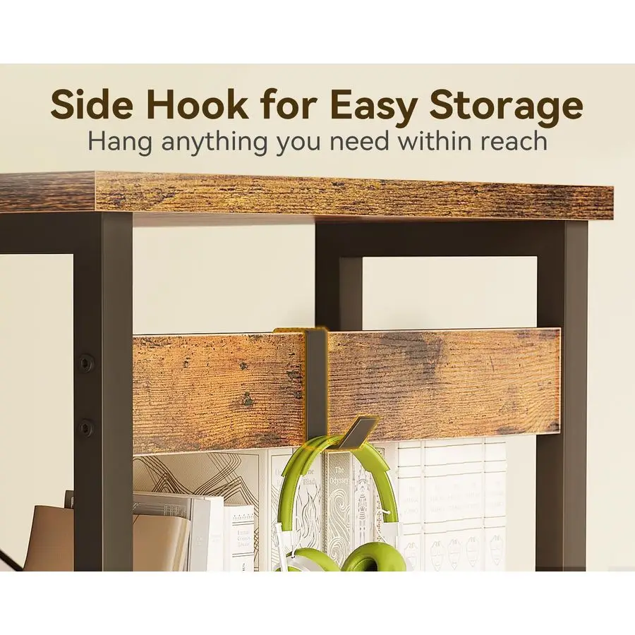 40 Inch Small Computer Desk with 4 Fabric Drawers, Modern Writing PC Desk for Small Spaces, Study amp Home Office Desk with Stor