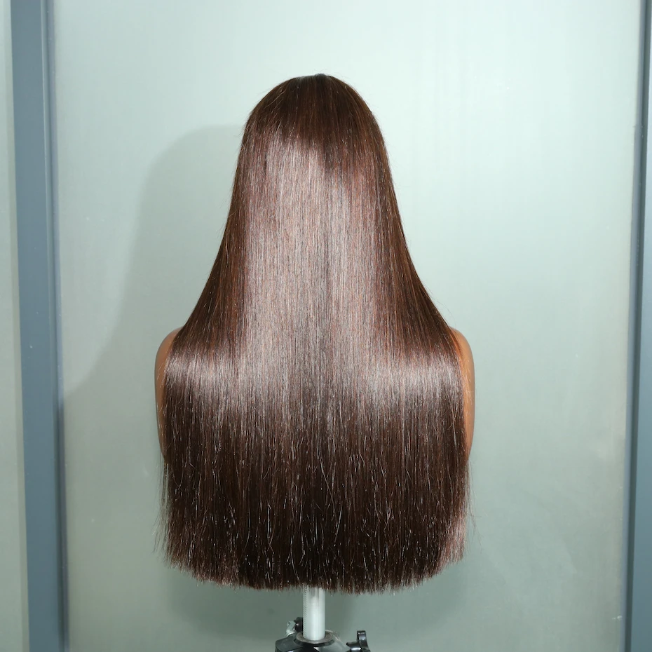2x6 5x5 Glueless Wigs Bone Straight 22 Inch Raw Vietnamese #2 Chocolate Brown 100% Human Hair 13x4 Lace Frontal Double Drawn Wig