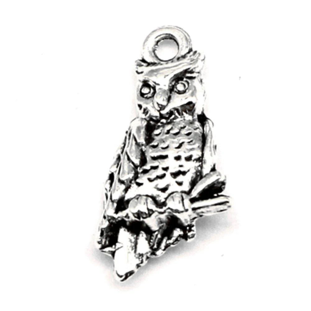 60pcs Wholesale Jewelry Lots Owl Charms Pendant Supplies For Jewelry Materials 11x21mm