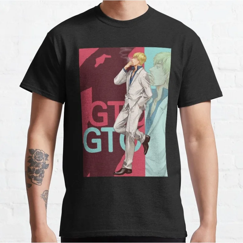 

1114 Great Teacher Onizuka Anime Gift t shirt 100% cotton print clothing Manga GTO Graphic Tee Y2K clothes Large size Tops S-6XL