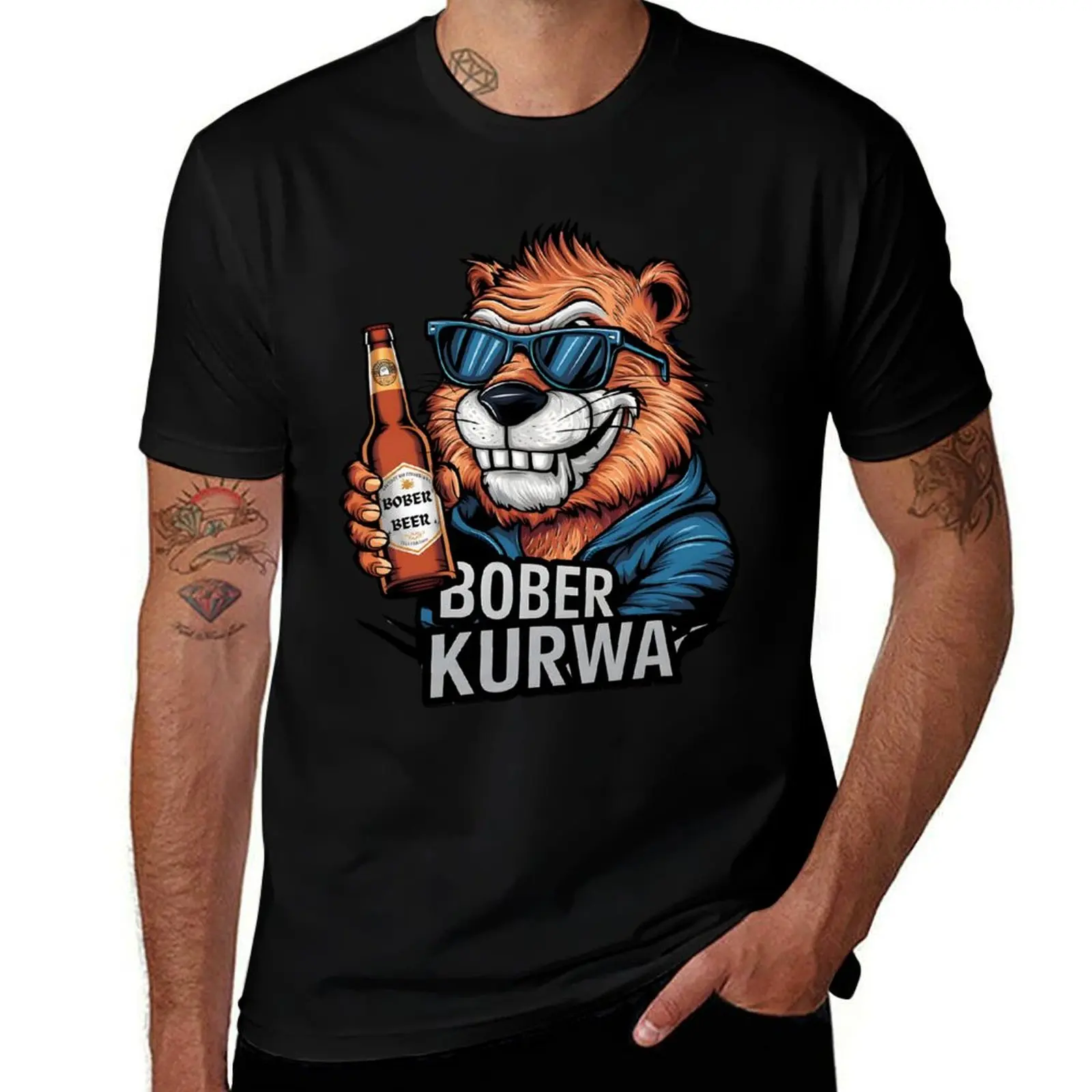 Bober Ku*wa - Bober, Beaver, Bóbr, Jakie Bydle, Funny T-Shirt Novelty Print Casual Tee Shirt T-Shirt