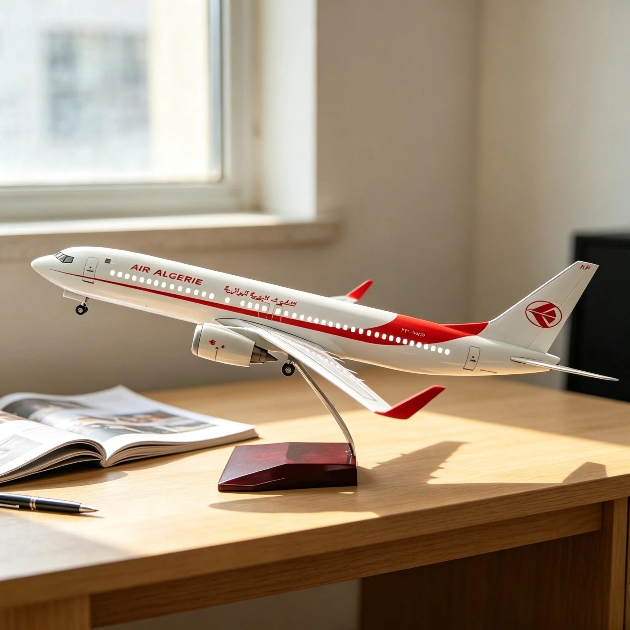 47cm Scale Airplanes B737 Algerie Airlines Boe-ing 737 Plastic Model Airplane Model Kit Wheel Souvenir Hobby Collection Gift
