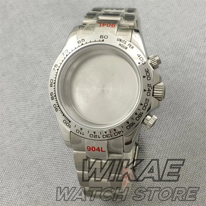Two Tone Rose Gold VK63 Watch Case With Bracelet Stainless Steel Sapphire Crysta Waterproof Fit VK63 Quartz Chronograph Movement