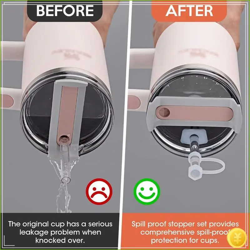 18 قطعة مجموعة سدادة انسكاب سيليكون شفاف-أبيض لستانلي كوينشر H2.0 فلاوستيت بهلوان 40 أوقية 30 أوقية #3