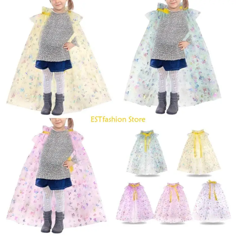 Y5GC Halloween Costume Princess Butterfly Printing Girls Dress