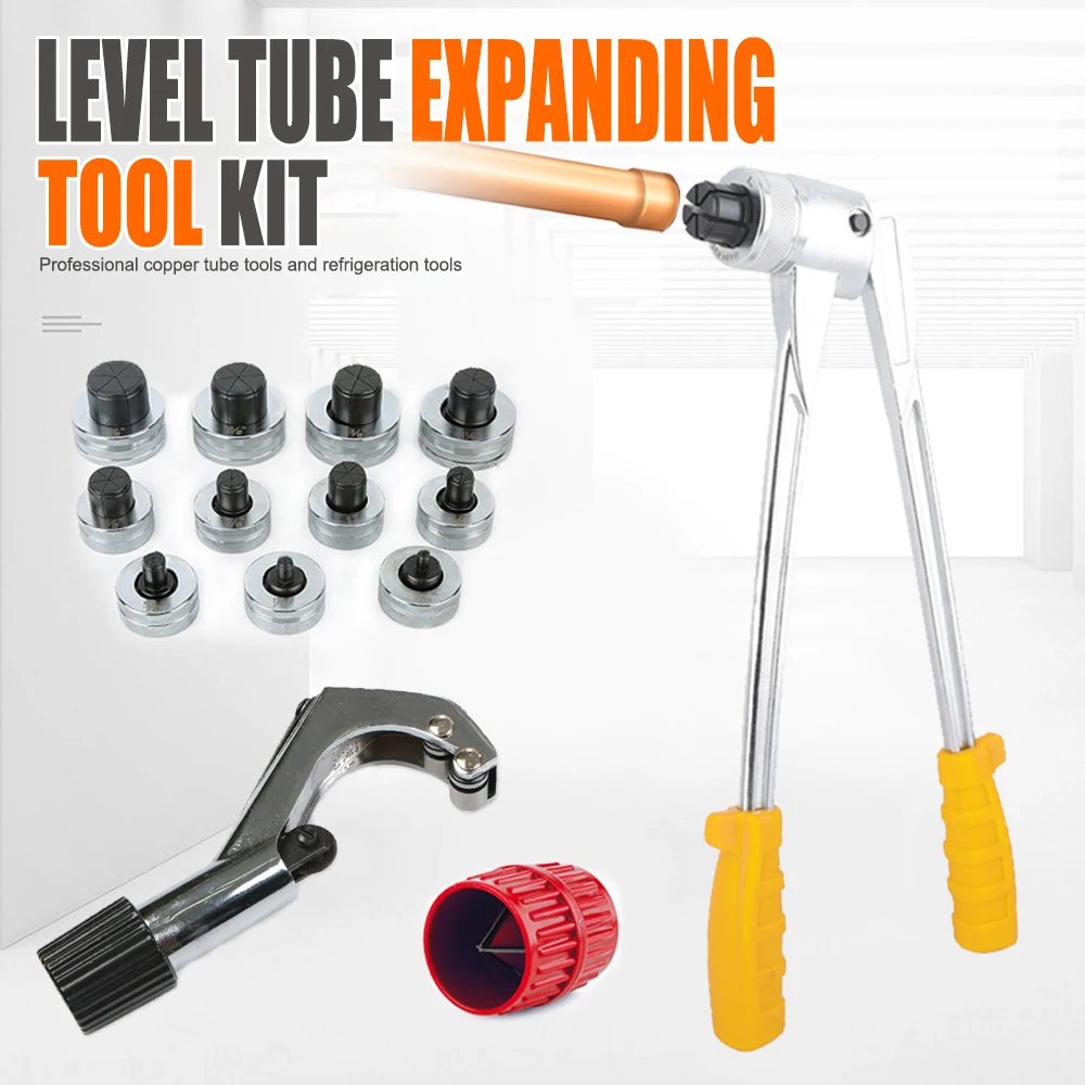 

Lever Tube Expander and Flaring Tool Kit 10-28mm, for HVAC Automotive Refrigeration AC Repair, 7 Sizes for Copper Aluminum Pipe