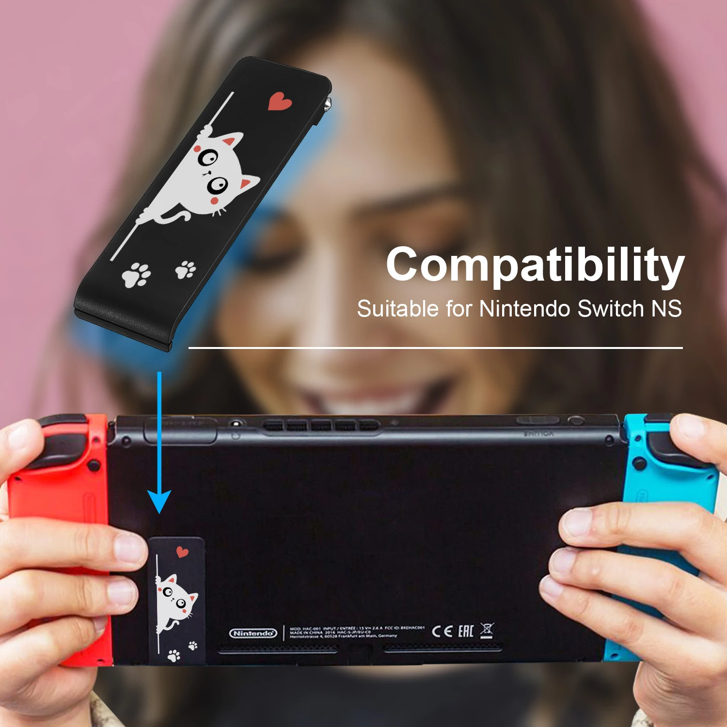 Soporte de sujeción para Nintendo Switch, carcasa trasera de gato bonito, soporte de Manette para reparación de Nintendo Switch, accesorios NX, 4 piezas