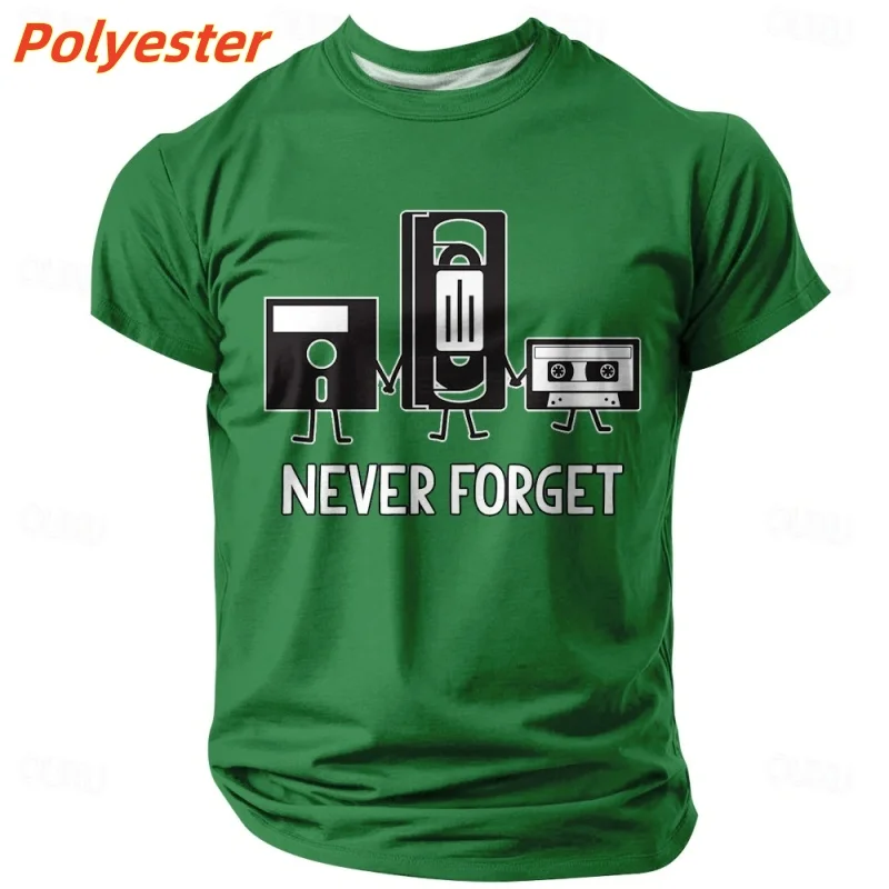 Audio Tape Pattern T-Shirt For Men Humorous Language 3D Print Tees Summer Casual Loose Short Sleeve T Shirts Street O-Neck Tops