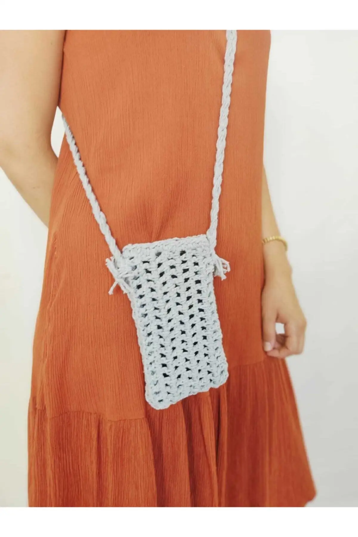 

Uras Handmade Gray Mesh Bag Women bag Shoulder Bag Handmade