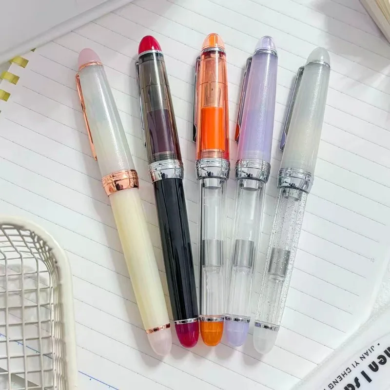 Latest Model Jinhao Pocket Fountain Pen Cat Claw Flexible Nib F'/M/B 0.5/0.7/1.0 Writing Transparent Resin Calligraphy Pen Gift