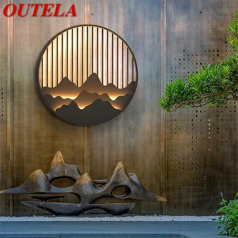 OUTELA Outdoor Mural Lamp LED Creative Circular Landscape Waterproof Mural Outdoor Villa Courtyard Garden Decoration Painting