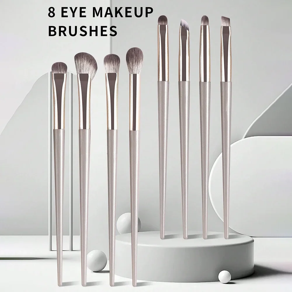 Set di pennelli per trucco occhi naturali Pennello per ombretto Pennello per contorno sopracciglia Pennello per eyeliner Occhi per donna Miscelazione cosmetica Dettaglio Strumenti per il trucco