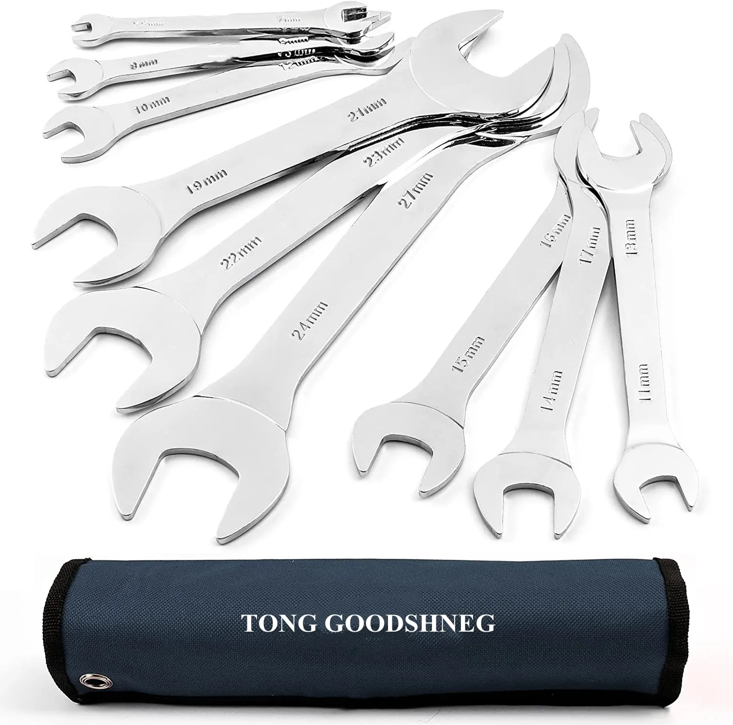 Super-Thin Open End Wrench Set 6mm-32mm,Chrome Vanadium Steel With Mirror Polish,Combination Wrenches Ultra-Slim Hand Tools