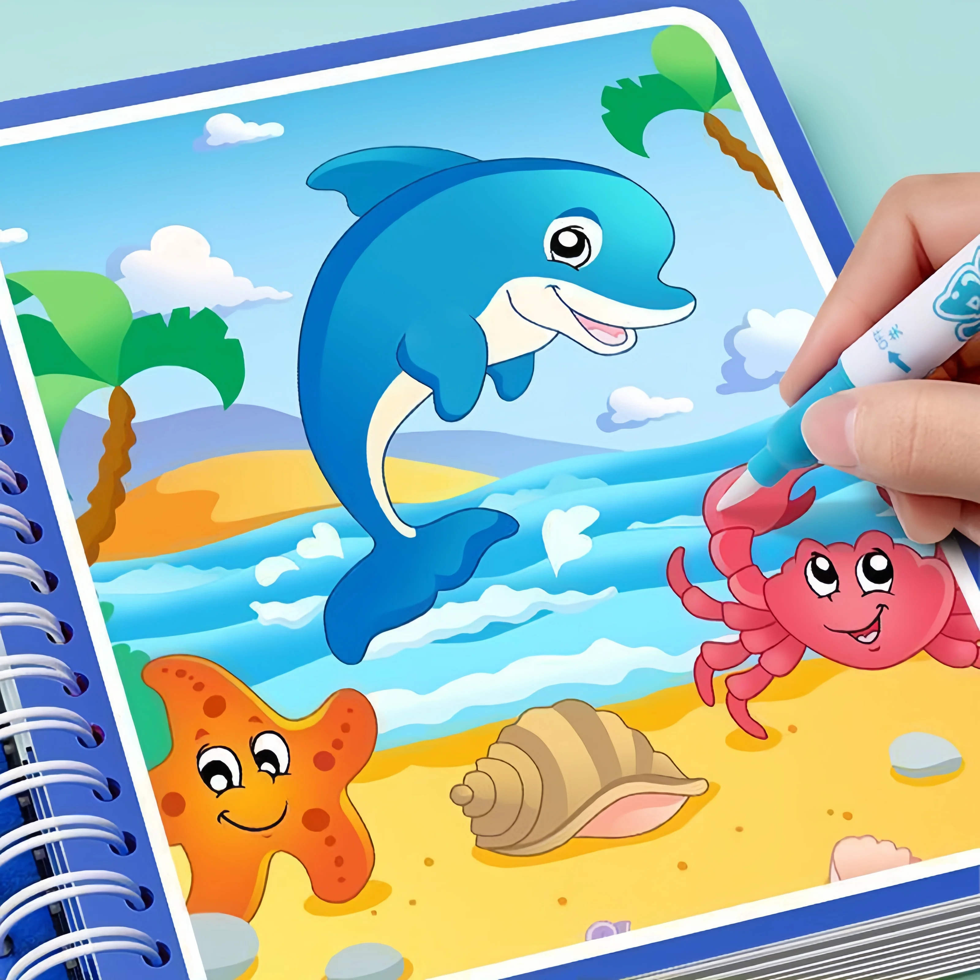 Книга-раскраска Magic Water, многоразовая книга для рисования своими руками на 1 мультяшную тематику, учебные художественные принадлежности, креативные и образовательные художественные принадлежности для мальчиков и