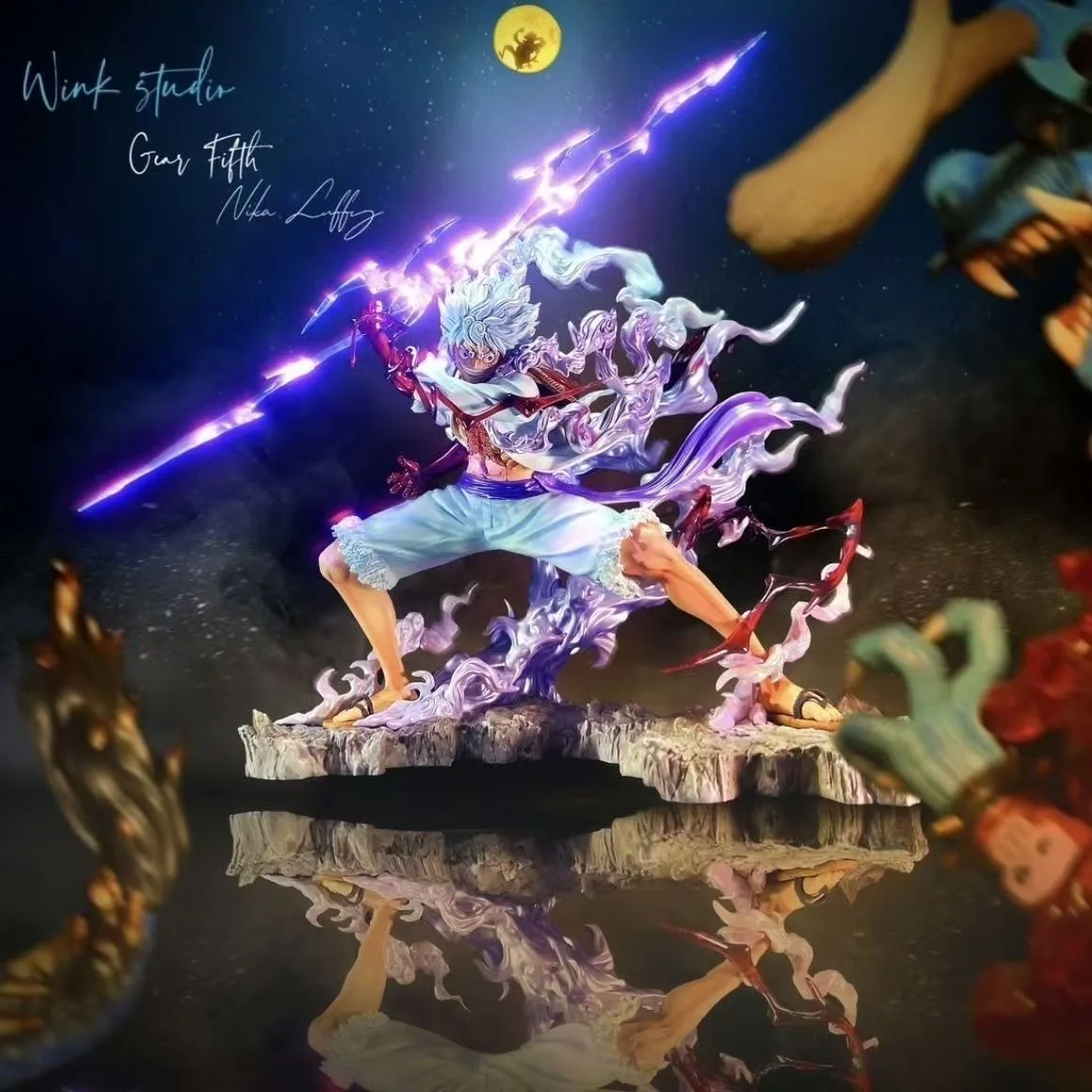 Estatua de One Piece Wink Studio, pequeño Thunderbolt Nikalufei, modelo de 12CM, adorno hecho a mano