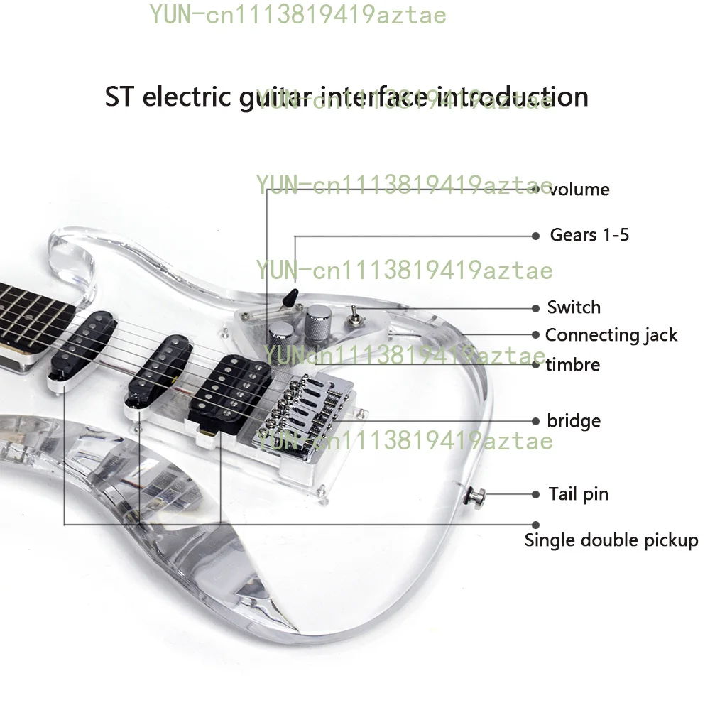 High Quality 6-String Acrylic/Wood Electric Guitar for Beginners Entry-Level 6-String Bass Wood With Side Maple Material