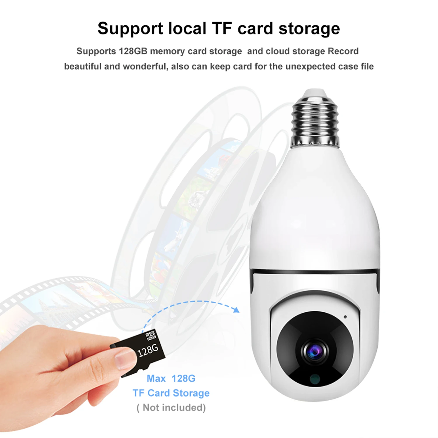 Bulb surveillance camera Dual  light source camera  Wifi Panorama view Camera Bulb 2MP Panoramic Night Vision Two Way Audio