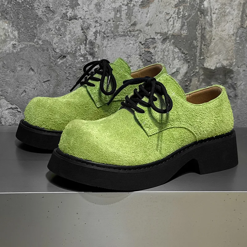 

Мужская модная обувь больших размеров на платформе в стиле панк-рок, туфли дерби из коровьей замши на шнуровке, дышащие кроссовки, стильная обувь с большим носком