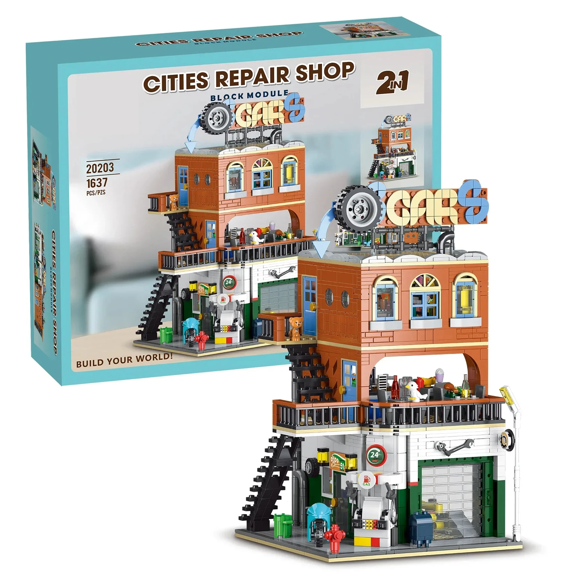 

1637 шт., магазин по ремонту города, строительные блоки, классическая городская модель с видом на улицу, кирпичи, украшение для рабочего стола, игрушки для детей, праздничные подарки