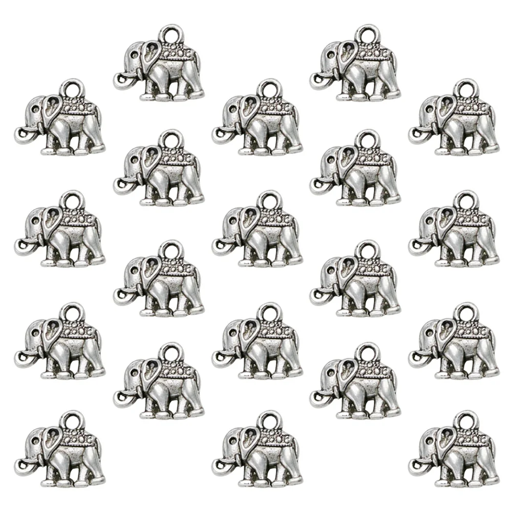 

20pcs Alloy Elephant Charms Simple Design for DIY Necklace Bracelet Jewelry Making Crafts Gifts Silver Accessories